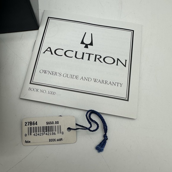 VTG 07 Accutron Belize Gold Tone Stainless Steel Watch Black Face 27B64 Ret $650 - Picture 4 of 13